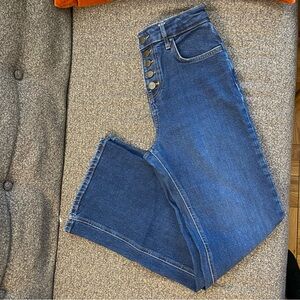 Boden High Rise Blue Jeans with Button Detail